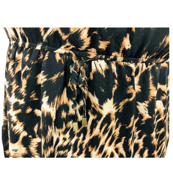 Indulge Womens Sleeveless Long Chiffon Maxi Dress Black Brown Animal Print 2X - Picture 3 of 9